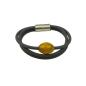 Preview: Armband aus Kautschuk mit Muranoglaselement, dunkelgrau-senfgelb