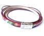 Preview: Leder mit ZAMAK-Verschluss, bunt - magenta
