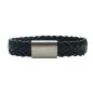 Preview: Herrenlederarmband mit Edelstahlverschluss, schwarz