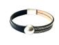 Preview: Lederarmband Halbkugel, schwarz-mint-gemustert
