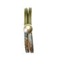 Preview: Lederarmband Halbkugel, khaki-bunt