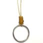 Preview: Perlon-Metall-Kette mit Muranoglasringen und Ring aus ZAMAK, gelb-topas
