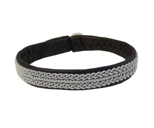 Rentierlederarmband mit Hornknopf, dunkelbraun