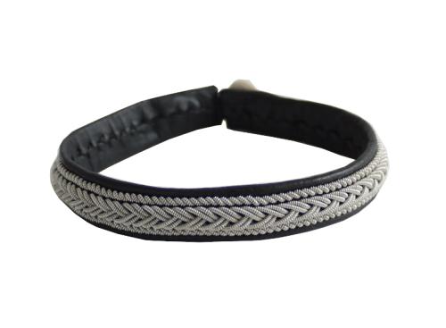Rentierlederarmband mit Hornknopf, schwarz
