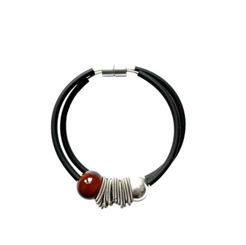 Kautschuk-Muranoglas-Armband, hellbraun