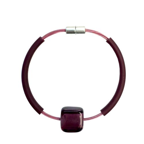 Armband mit Muranoglas und Kautschuk, olive - Kopie