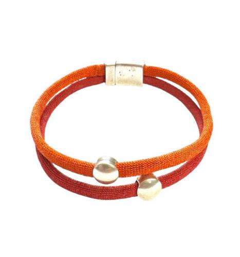 Viskose-Perlon-Armband, orange-kirschrot