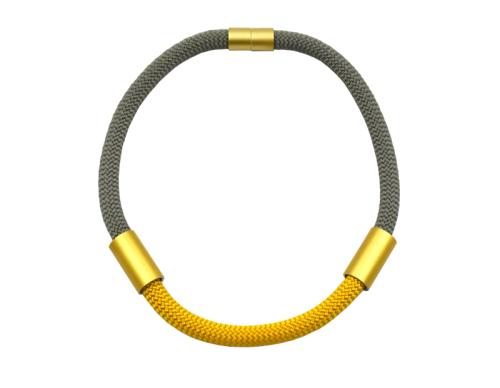 kurze Kette aus Kletterseil mit Aluröhrchen, grau/gelb - gold