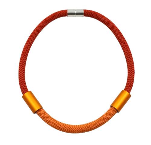 kurze Kette aus Kletterseil mit Aluröhrchen, orange/rot - orange