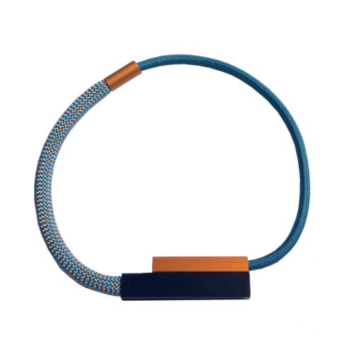 Kette Aluröhrchen, petrol - schwarz/orange