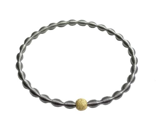 Edelstahlarmband - Wellle mit Kugel, gold