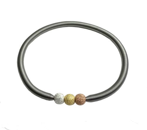 Edelstahlarmband mit diamantierten Silberkugeln, rosegold-gold-weiß