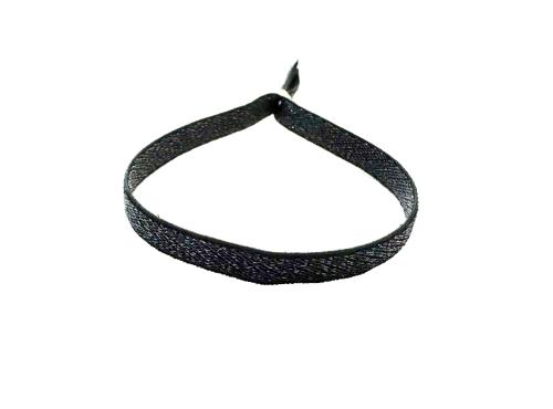 Stoffarmband mit Silberelementen, schwarz