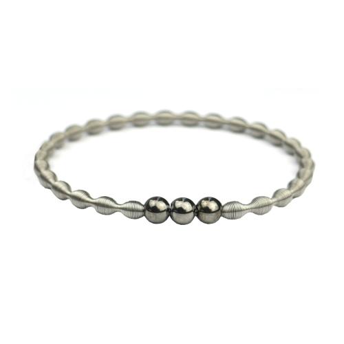 Edelstahlarmband - Welle mit 3 Silberkugeln, grey