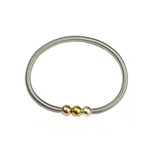Edelstahlarmband mit 3 Silberkugeln, rosegold - gold - silber