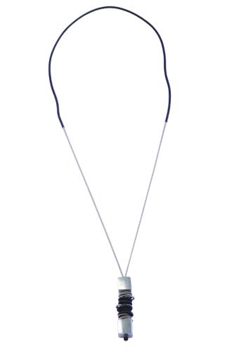 lange Edelstahl-Kautschuk-Kette mit Muranoglas, schwarz