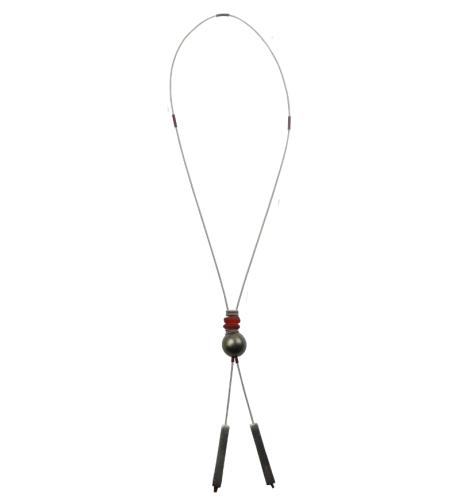 lange Edelstahlkette, rostrot-grau