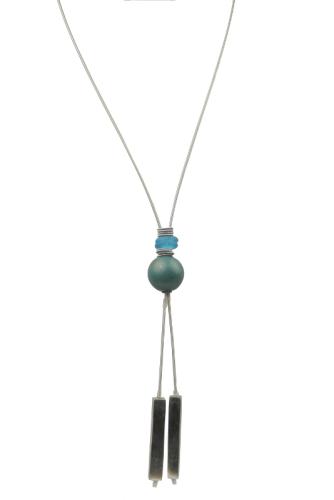 lange Edelstahlkette, mittelblau-grau