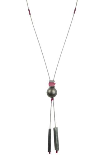 lange Edelstahlkette, altrose-grau