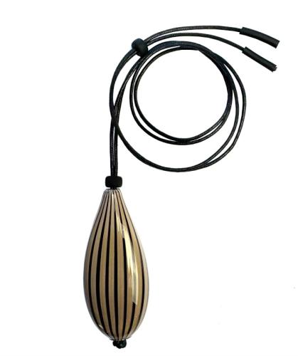 Muranoglaskette, beige-schwarz