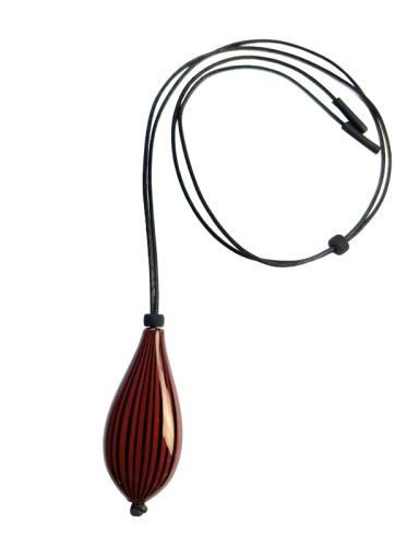 Muranoglaskette, rot-schwarz