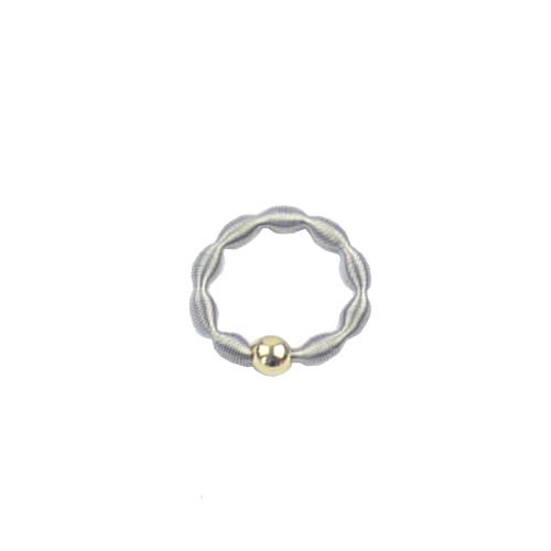 Edelstahlring - Welle mit vergoldeter Silberkugel