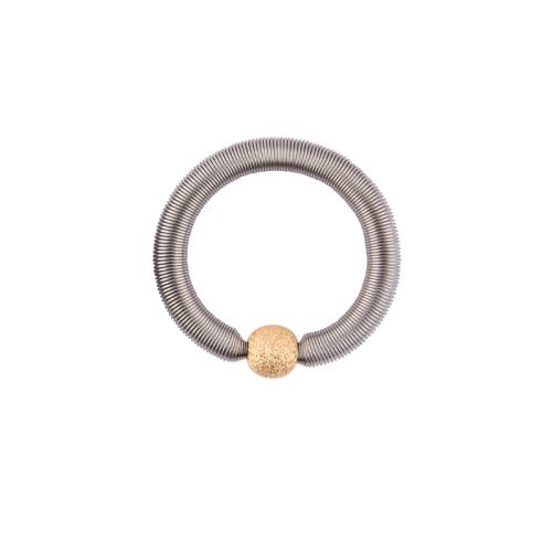 Edelstahlring mit diamantierter Silberkugel, gold