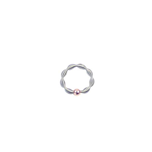 Edelstahlring - Welle mit rosevergoldeter Silberkugel