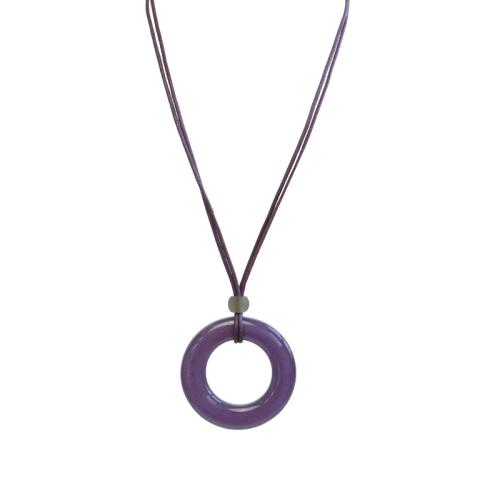 Baumwollkette mit einem Muranoglasring, lila