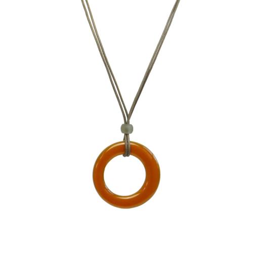 Baumwollkette mit einem Muranoglasring, topas