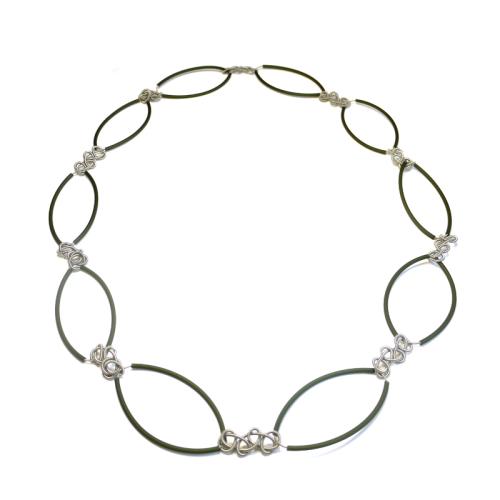 Edelstahlkette mit Kautschuk, olive