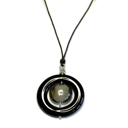 Kette Muranoglas, schwarz-grau