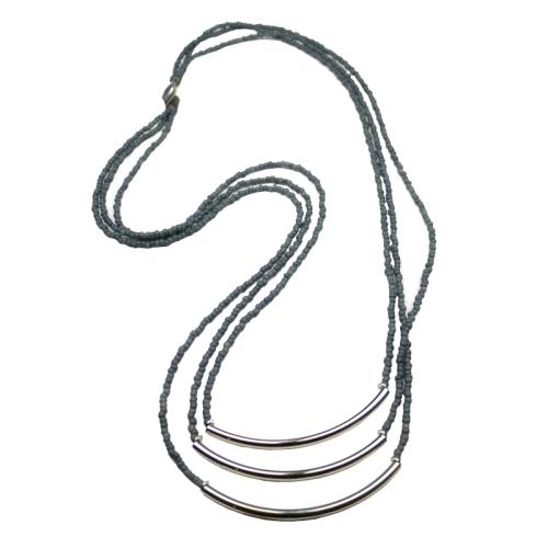 Lange Kette Muranoglas, grau