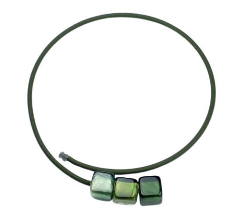 Kautschuk-Muranoglas-Halsreif, olive