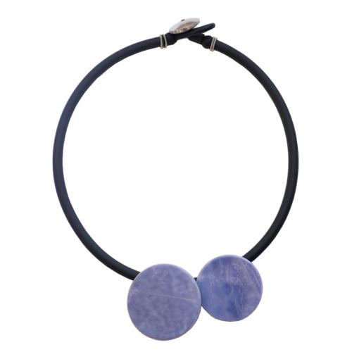 Kette aus Kautschuk und Muranoglas, flieder-schwarz
