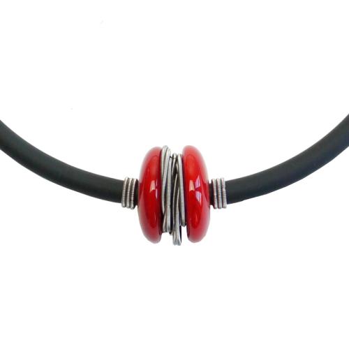 Kautschukkette mit Muranoglas, rot
