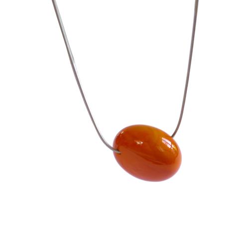 Edelstahlkette mit Muranoglas, orange
