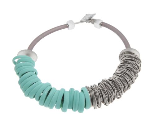 Edelstahl-Muranoglaskette, türkis