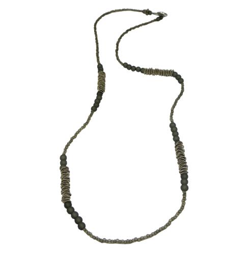 Lange Muranoglas-Edelstahl-Kette, grau