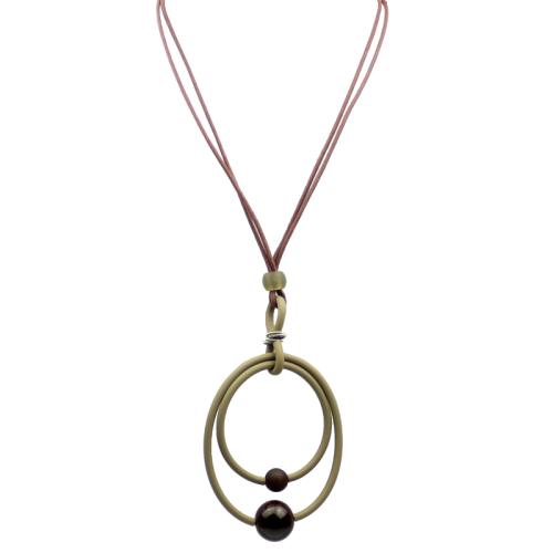 Muranoglas- /Kautschukkette, beige-dunkelbraun