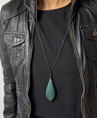 Preview: Muranoglaskette, grün-schwarz