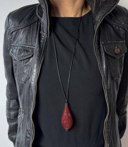 Preview: Muranoglaskette, rot-schwarz