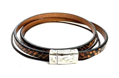 Leder mit ZAMAK-Verschluss, cognac-schwarz