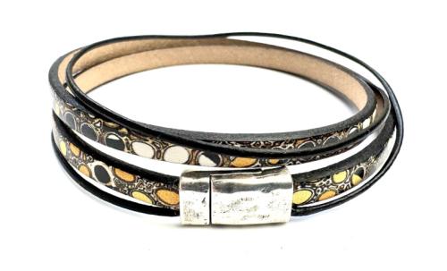 Leder mit ZAMAK-Verschluss, gelb-weiß-schwarz
