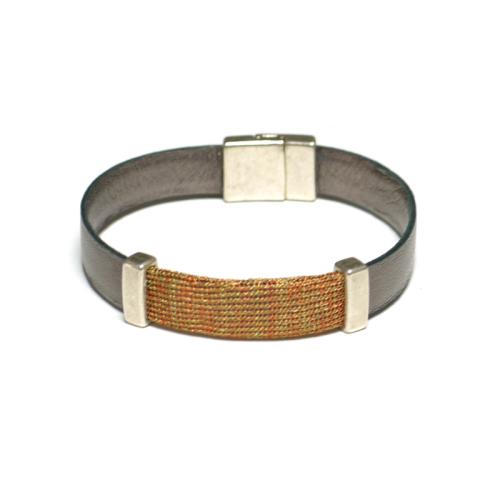 Lederarmband mit Schieber, peltro-senfgelb