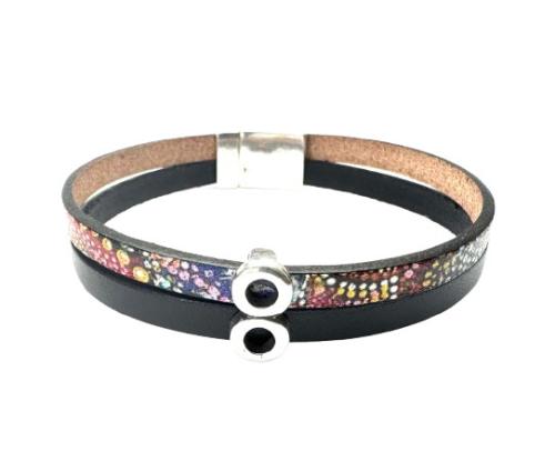 Lederarmband Element, schwarz-bunt/gemustert