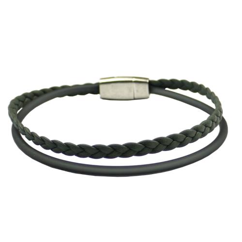 Leder-Kautschuk-Armband, dunkelgrau