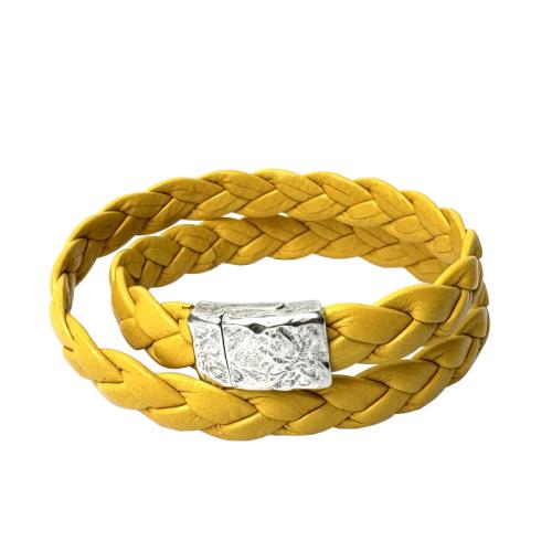 Lederarmband mit Magnetverschluss, gelb