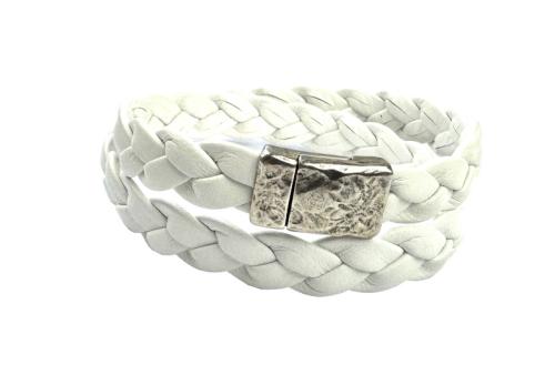 Lederarmband mit Magnetverschluss, weiß