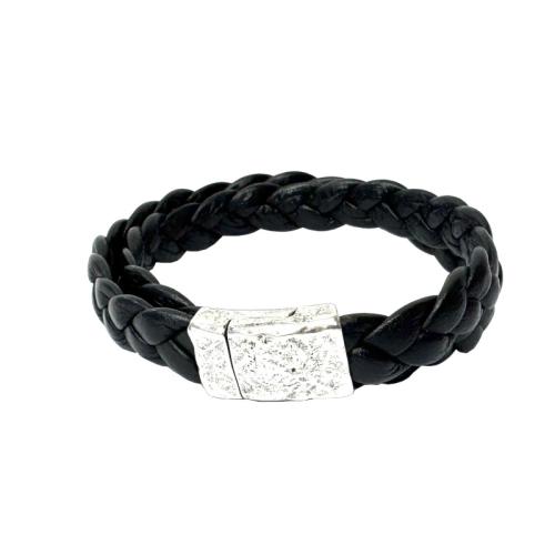 Lederarmband mit Magnetverschluss, schwarz